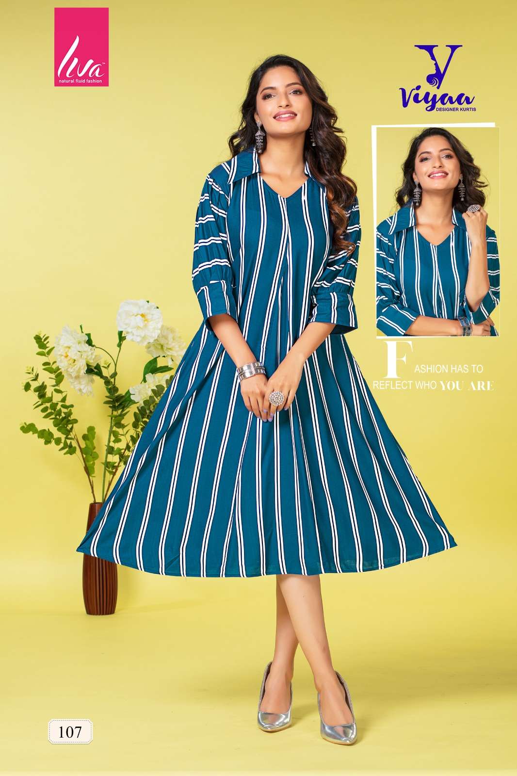 PRETTY GIRL FINEST QUALITY OF PURE REYON LIVA TAG FANCY KURTI BY VIYAA DESIGNER BRAND 1007